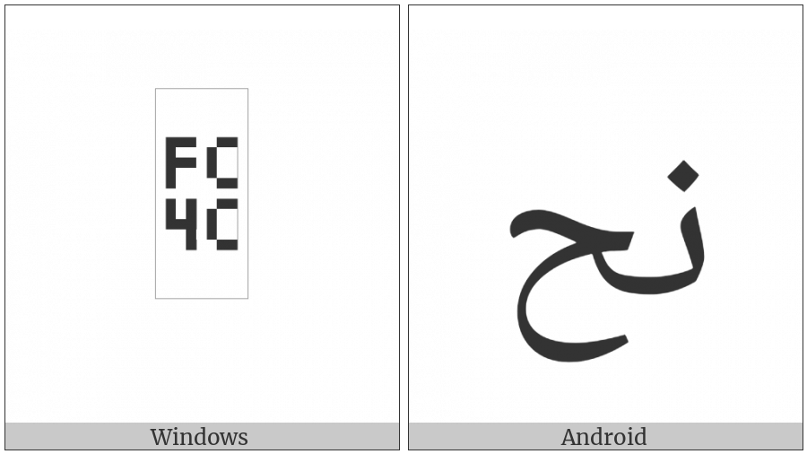 Arabic Ligature Noon With Hah Isolated Form on various operating systems