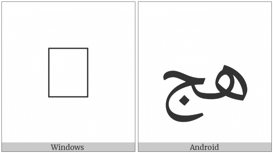 Arabic Ligature Heh With Jeem Isolated Form on various operating systems