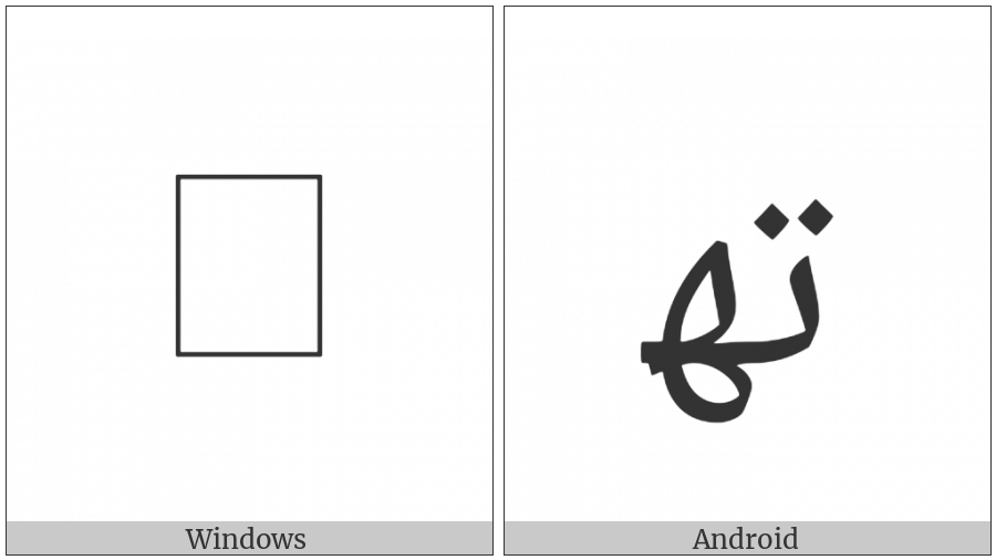 Arabic Ligature Teh With Heh Initial Form on various operating systems