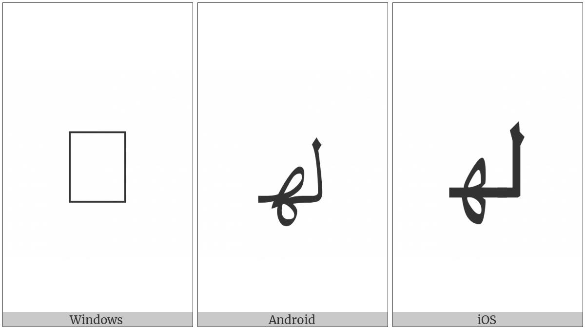 Arabic Ligature Lam With Heh Initial Form on various operating systems