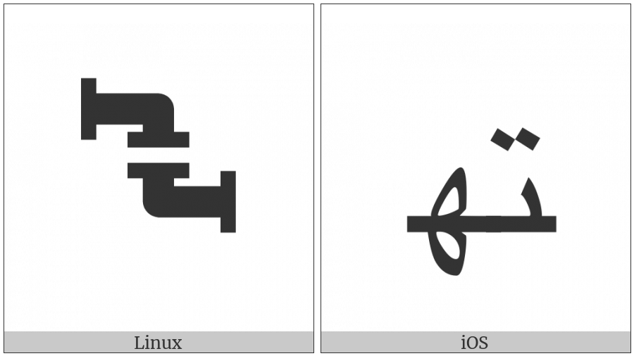 Arabic Ligature Teh With Heh Medial Form on various operating systems