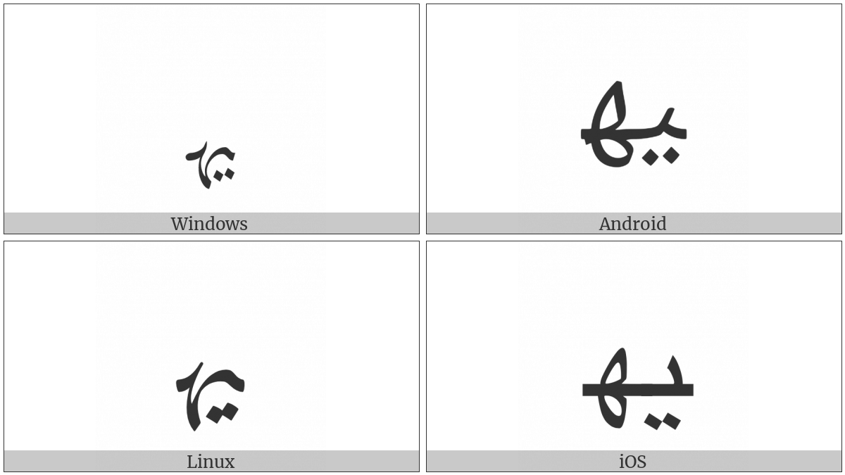 Arabic Ligature Yeh With Heh Medial Form on various operating systems