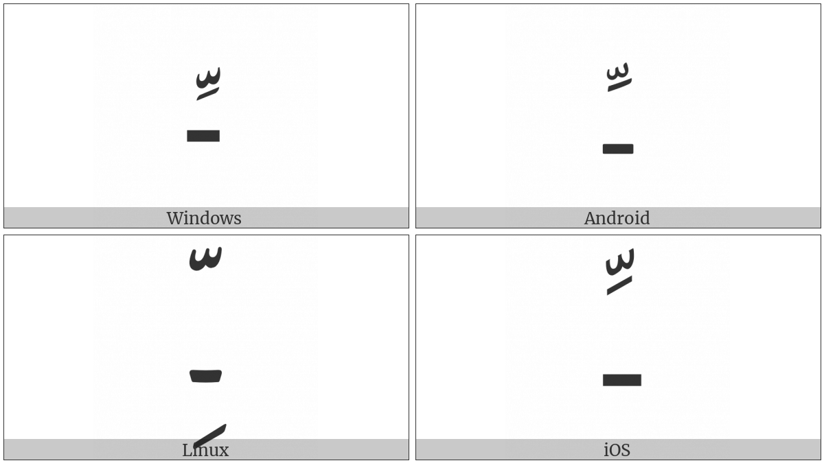 Arabic Ligature Shadda With Kasra Medial Form on various operating systems