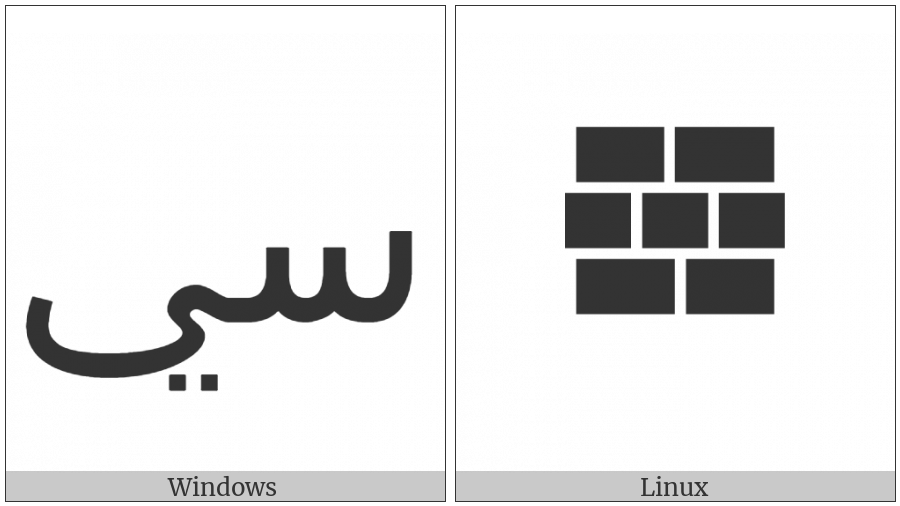 Arabic Ligature Seen With Yeh Isolated Form on various operating systems