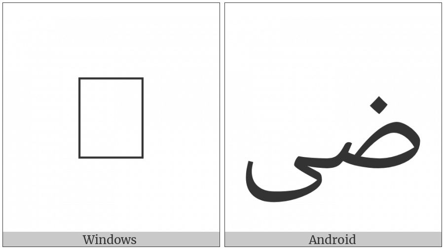 Arabic Ligature Dad With Alef Maksura Isolated Form on various operating systems