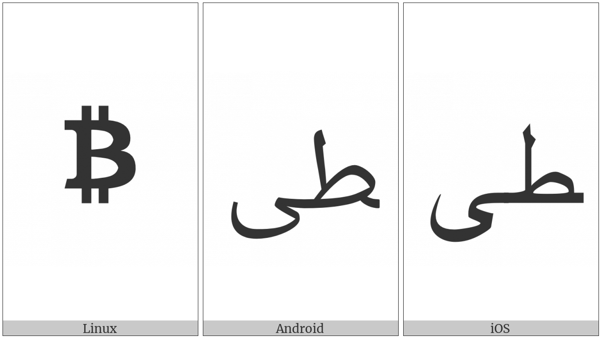 Arabic Ligature Tah With Alef Maksura Final Form on various operating systems