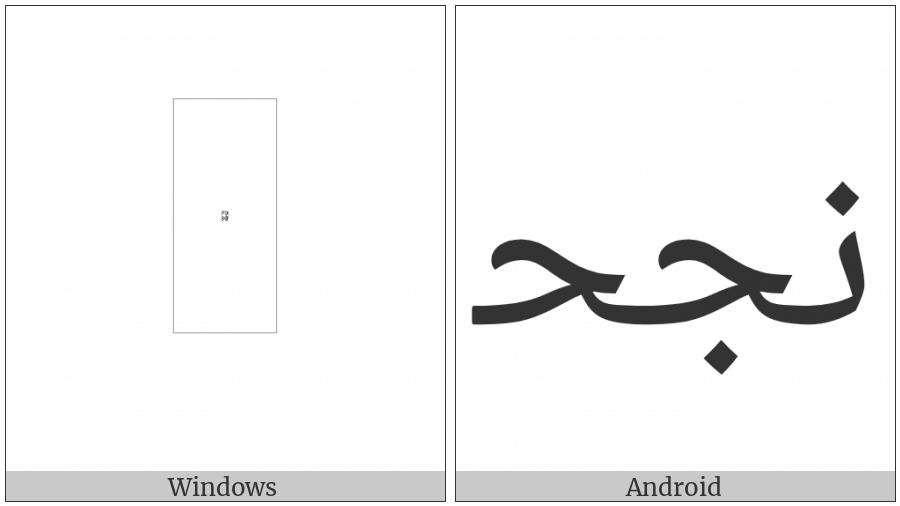 Arabic Ligature Noon With Jeem With Hah Initial Form on various operating systems