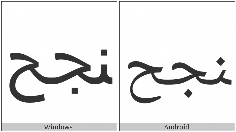 Arabic Ligature Noon With Jeem With Hah Final Form on various operating systems