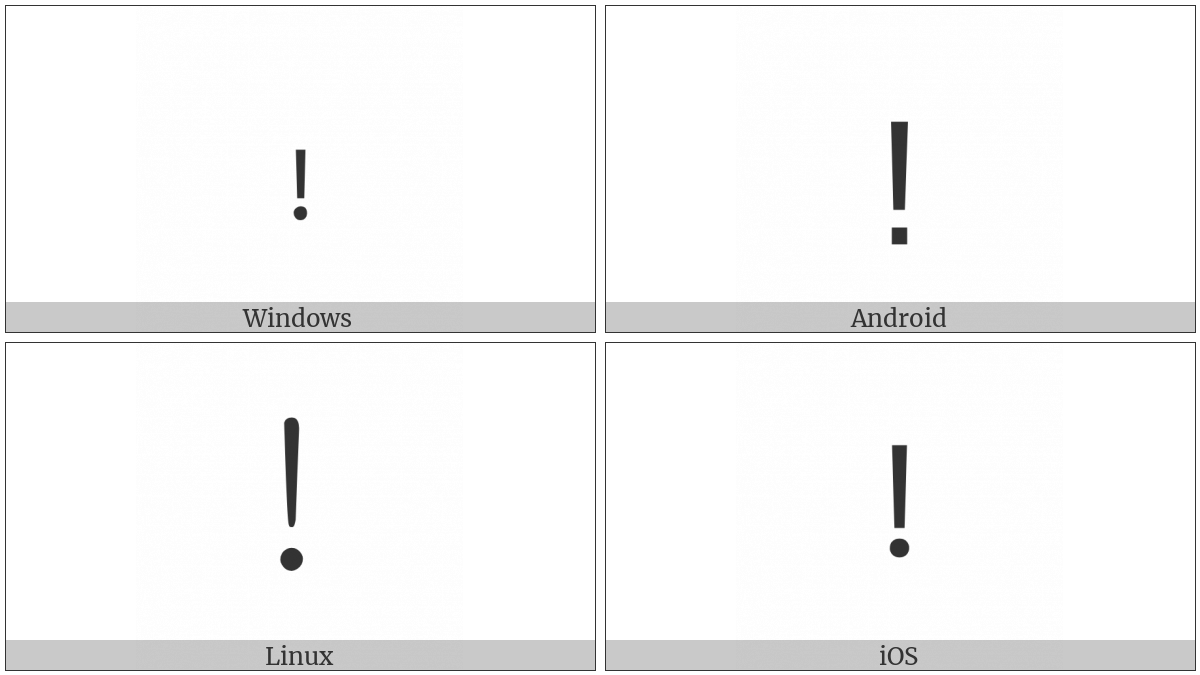 Small Exclamation Mark on various operating systems