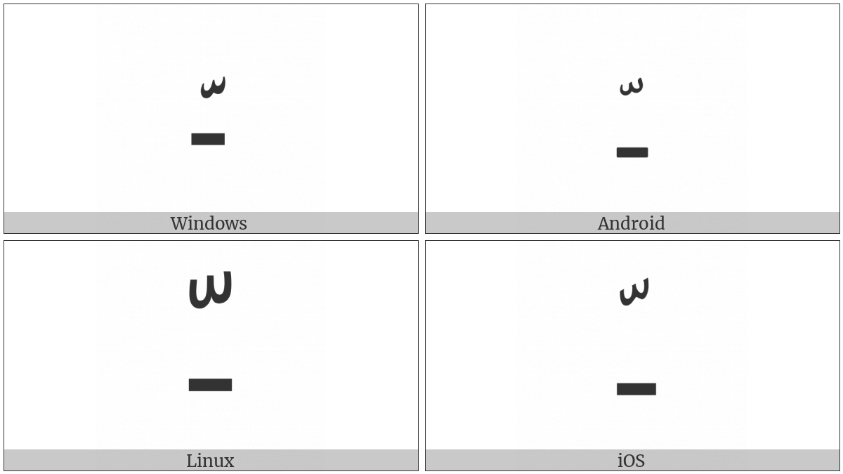 Arabic Shadda Medial Form on various operating systems