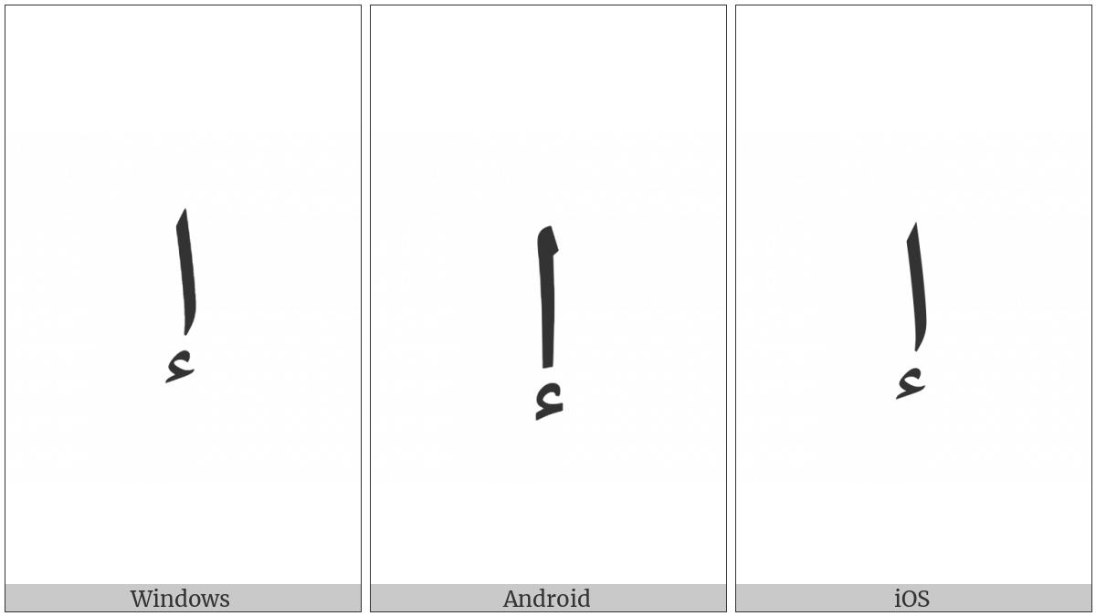 Arabic Letter Alef With Hamza Below Isolated Form on various operating systems