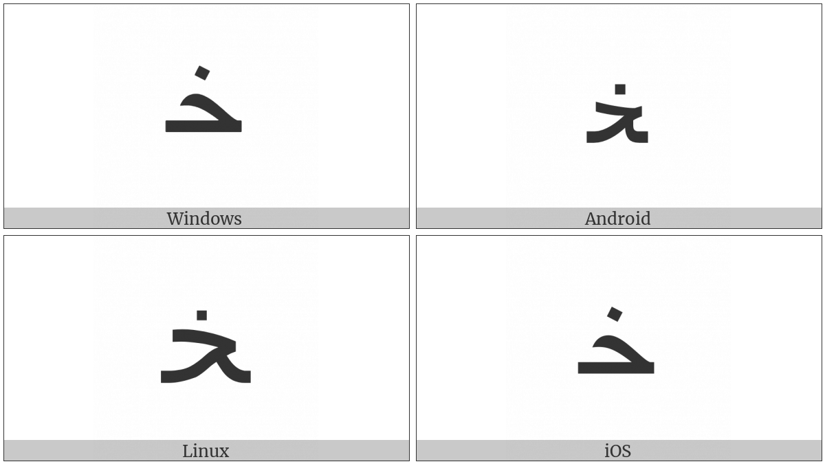 Arabic Letter Khah Medial Form on various operating systems