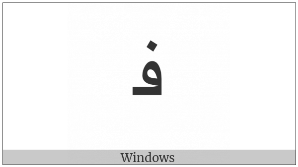 Arabic Letter Feh Medial Form on various operating systems