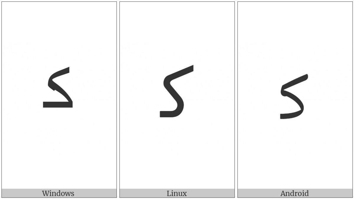 Arabic Letter Kaf Initial Form on various operating systems