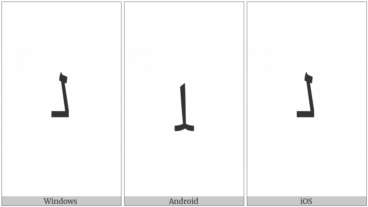 Arabic Letter Lam Medial Form on various operating systems