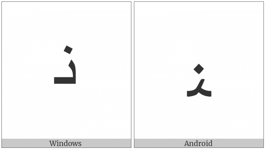 Arabic Letter Noon Medial Form on various operating systems