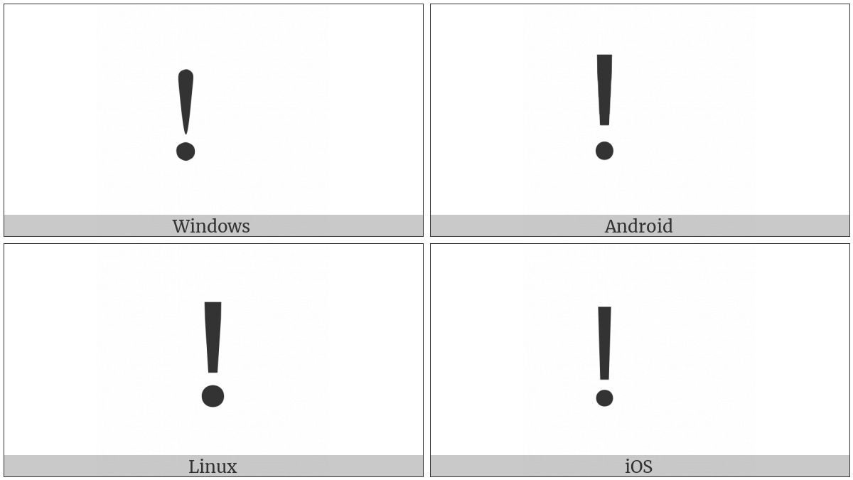 Fullwidth Exclamation Mark on various operating systems