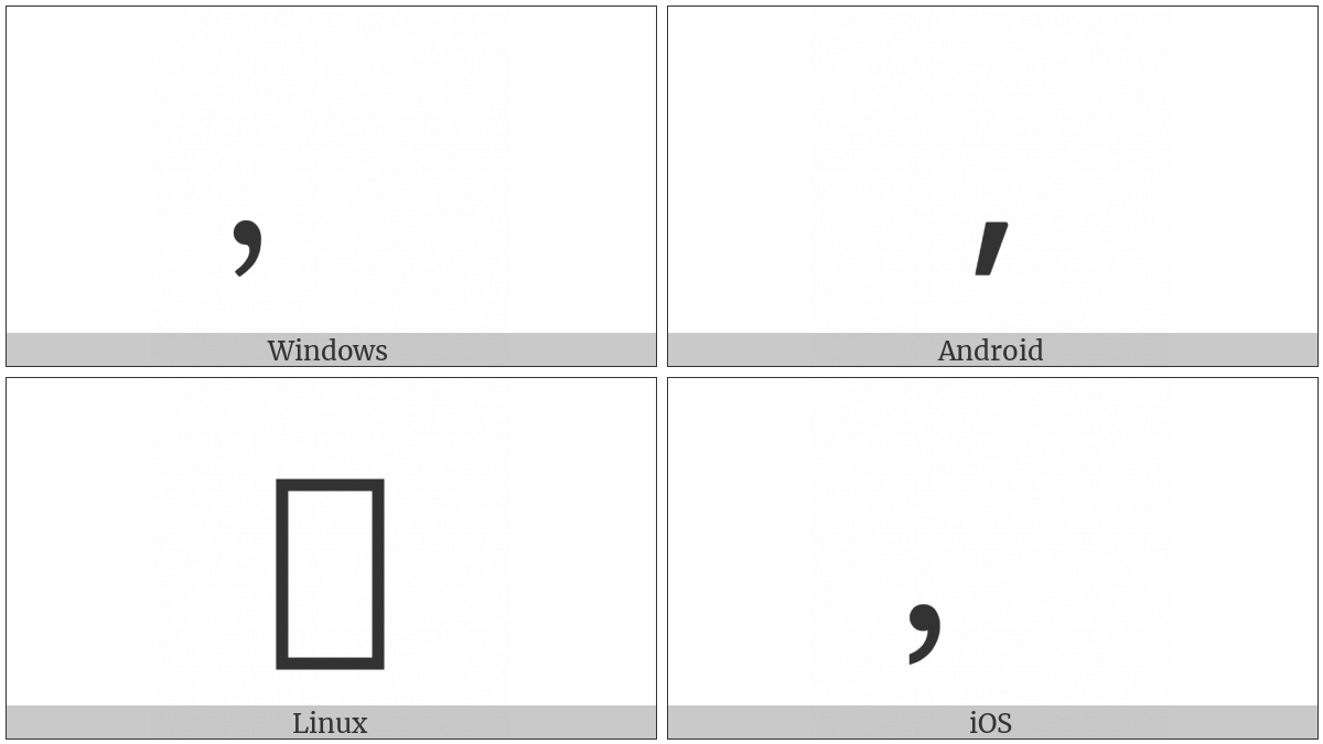 Fullwidth Comma on various operating systems