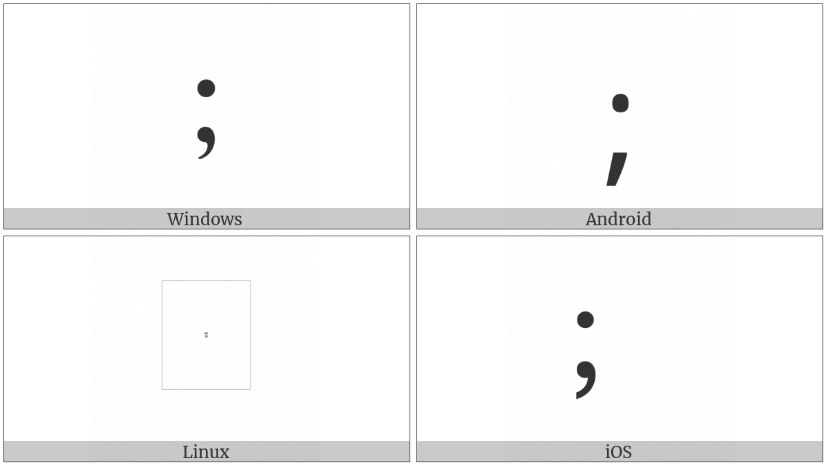 Fullwidth Semicolon on various operating systems