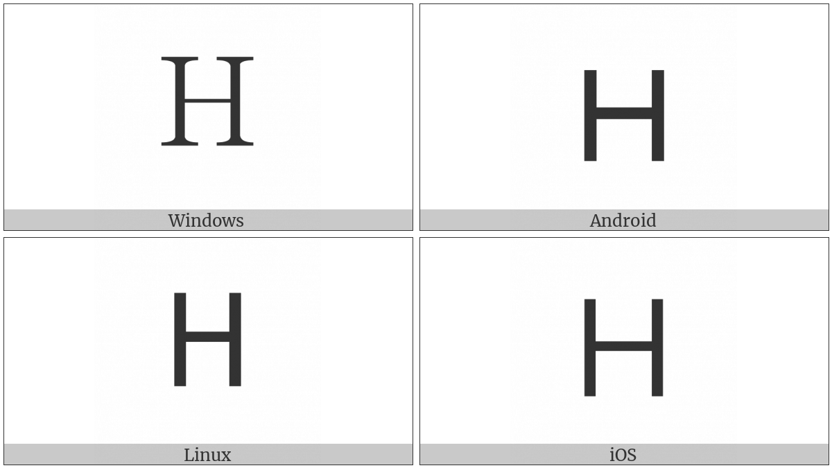 Fullwidth Latin Capital Letter H on various operating systems