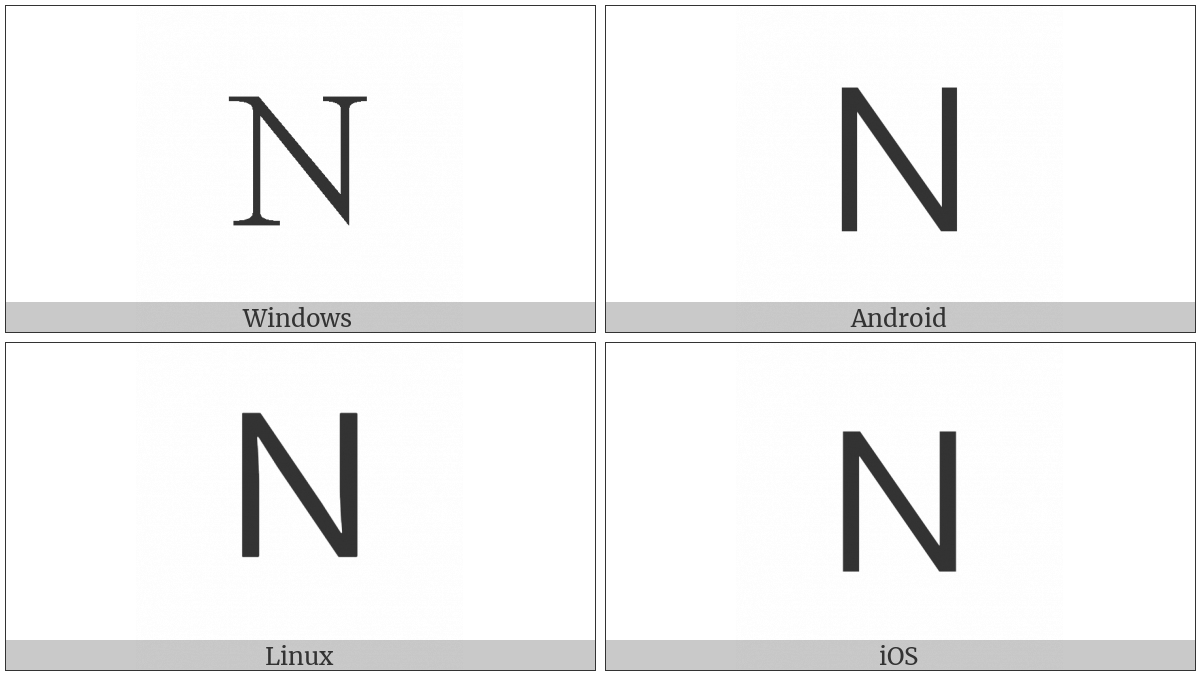 Fullwidth Latin Capital Letter N on various operating systems