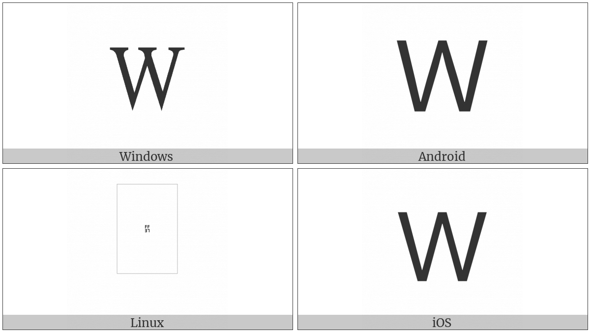 Fullwidth Latin Capital Letter W on various operating systems