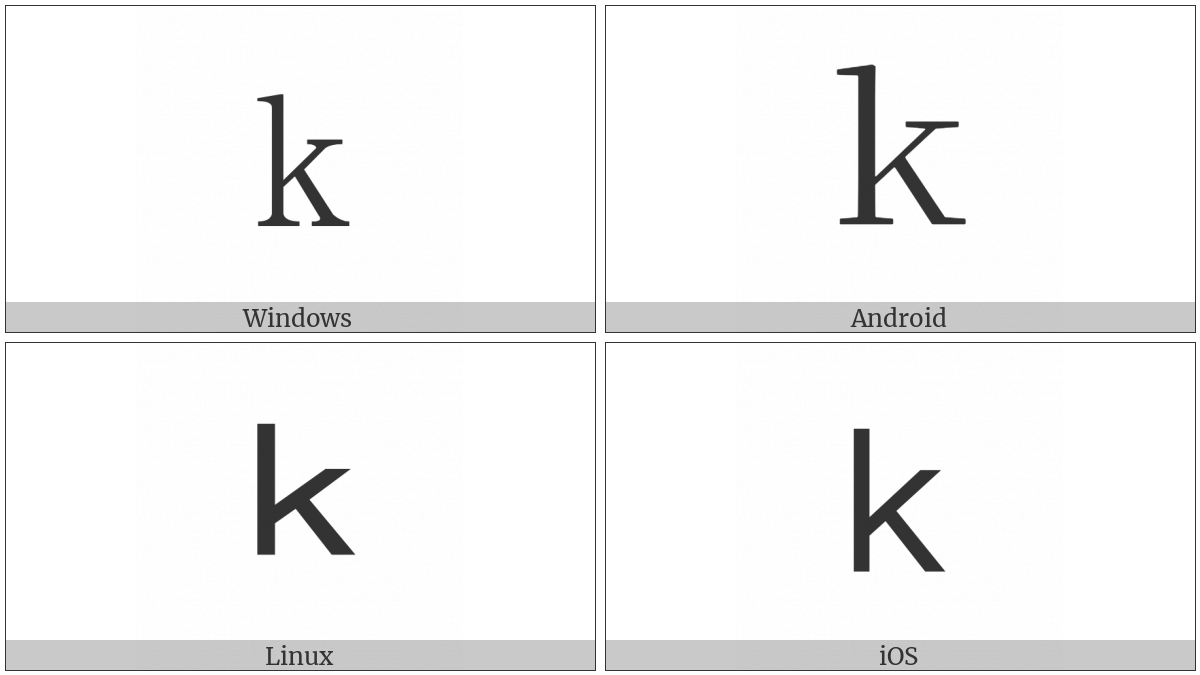 Fullwidth Latin Small Letter K on various operating systems