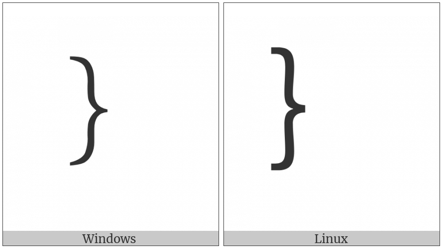 Fullwidth Right Curly Bracket on various operating systems