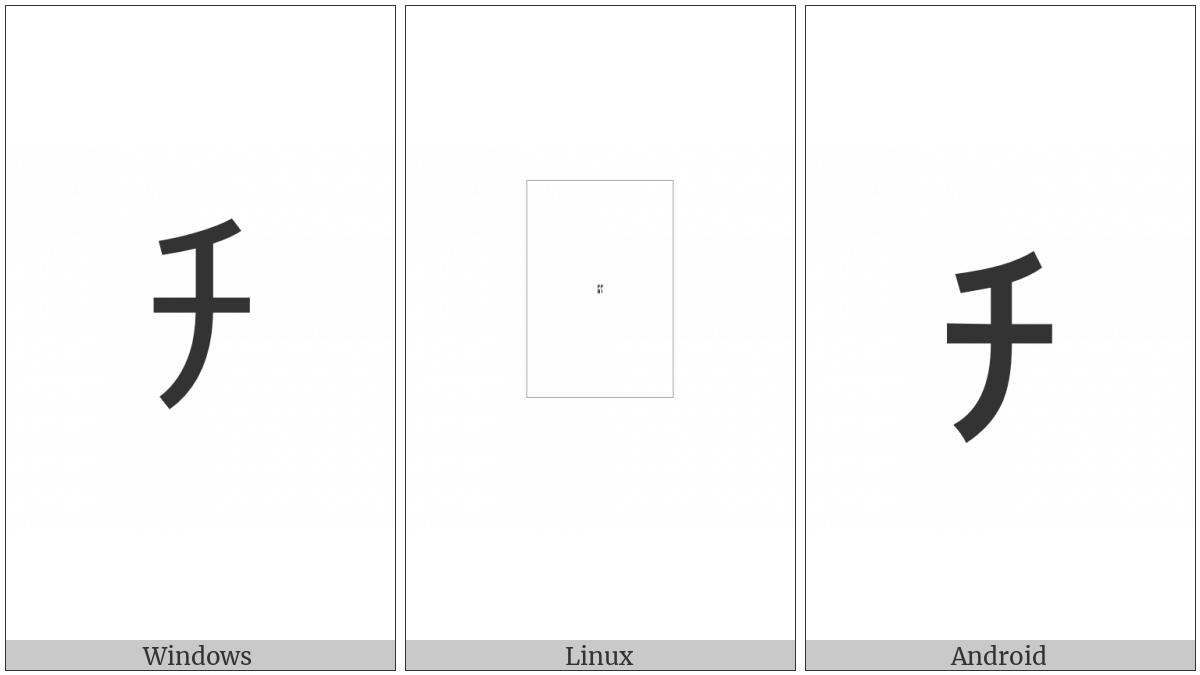 Halfwidth Katakana Letter Ti on various operating systems