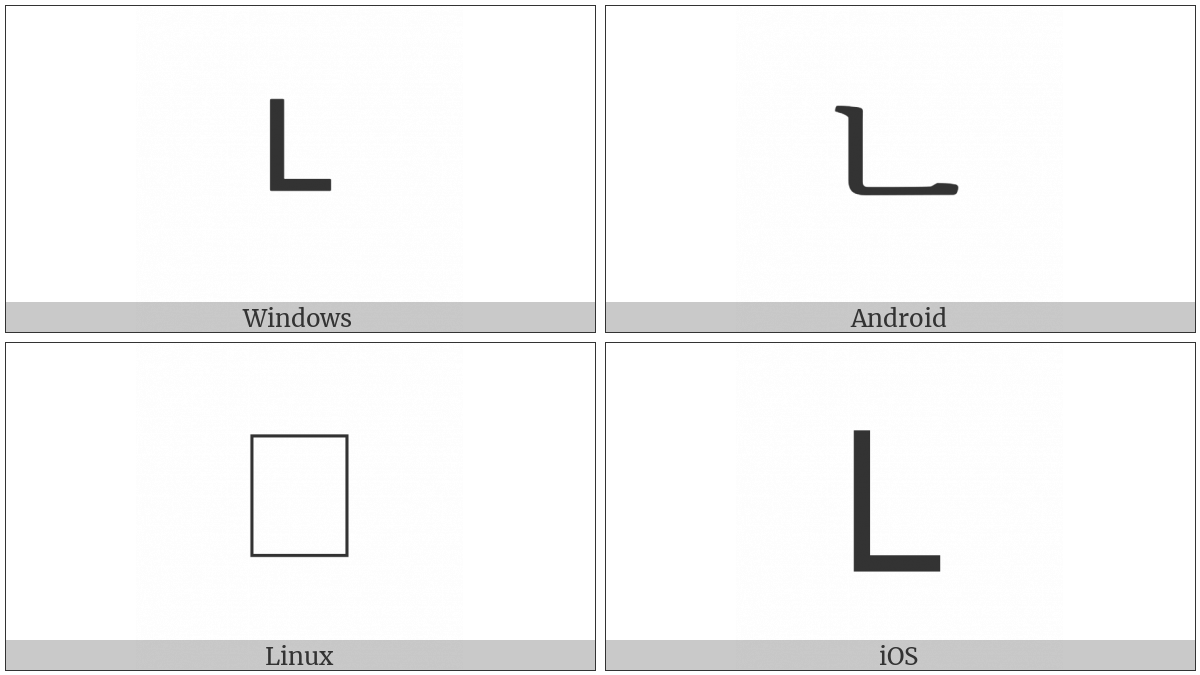 Halfwidth Hangul Letter Nieun on various operating systems