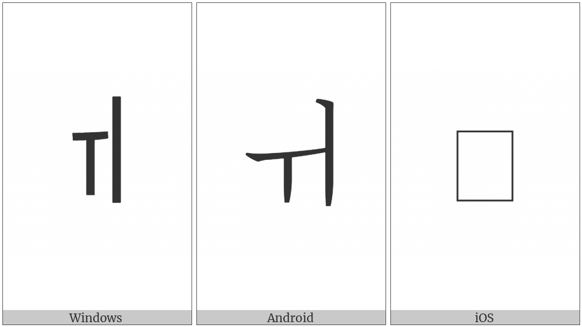 Halfwidth Hangul Letter Wi on various operating systems