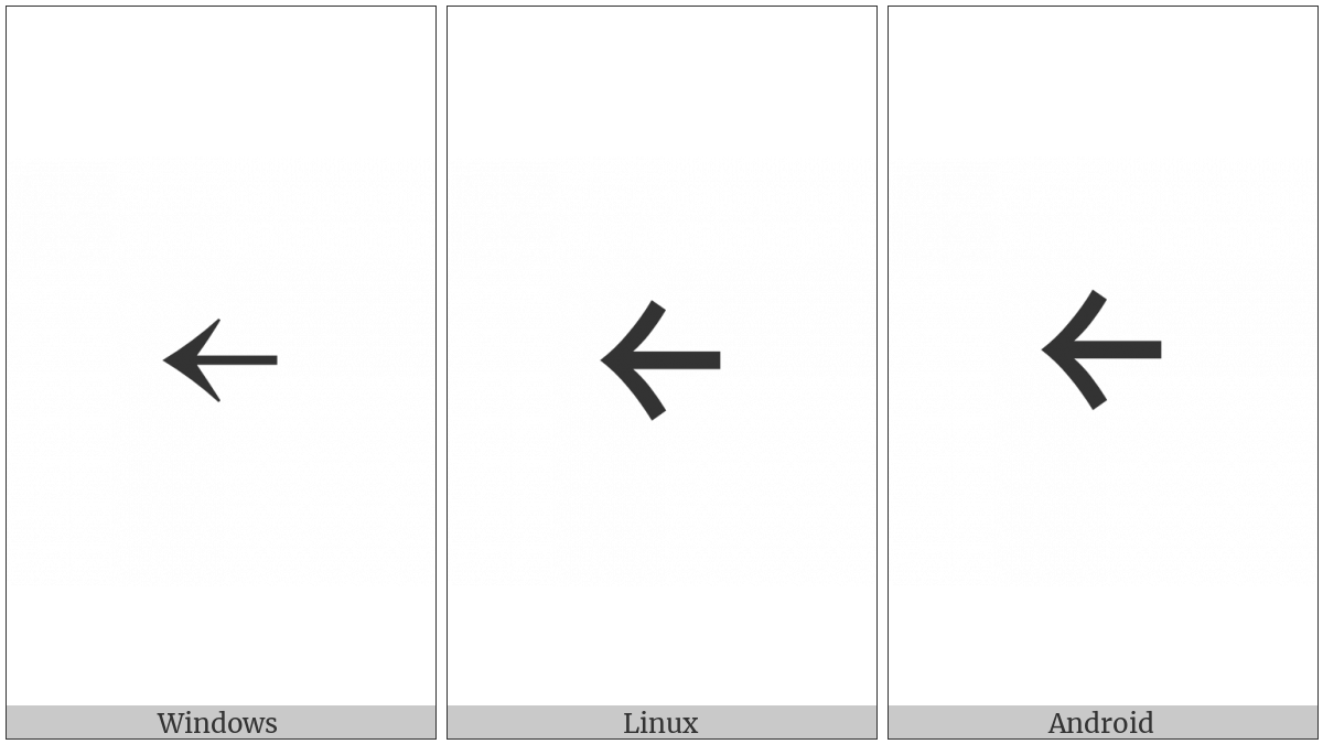 Halfwidth Leftwards Arrow on various operating systems