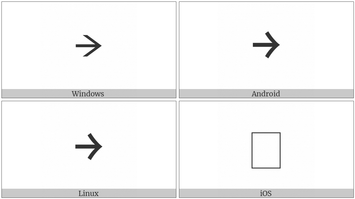 Halfwidth Rightwards Arrow on various operating systems