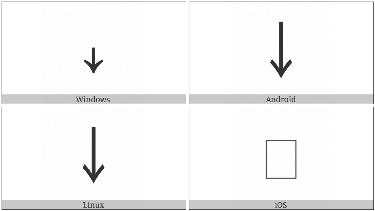 Halfwidth Downwards Arrow on various operating systems