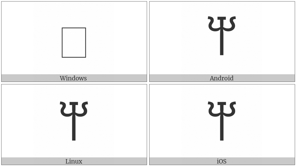 Linear B Syllable B024 Ne on various operating systems