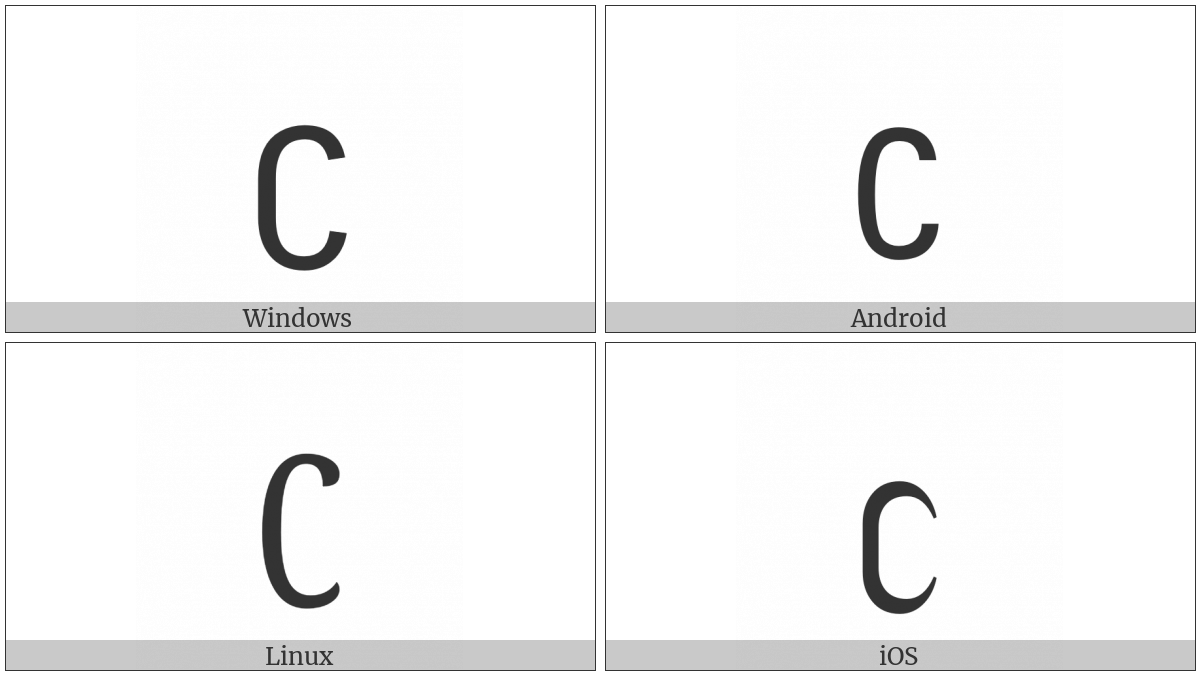 Latin Letter Stretched C on various operating systems