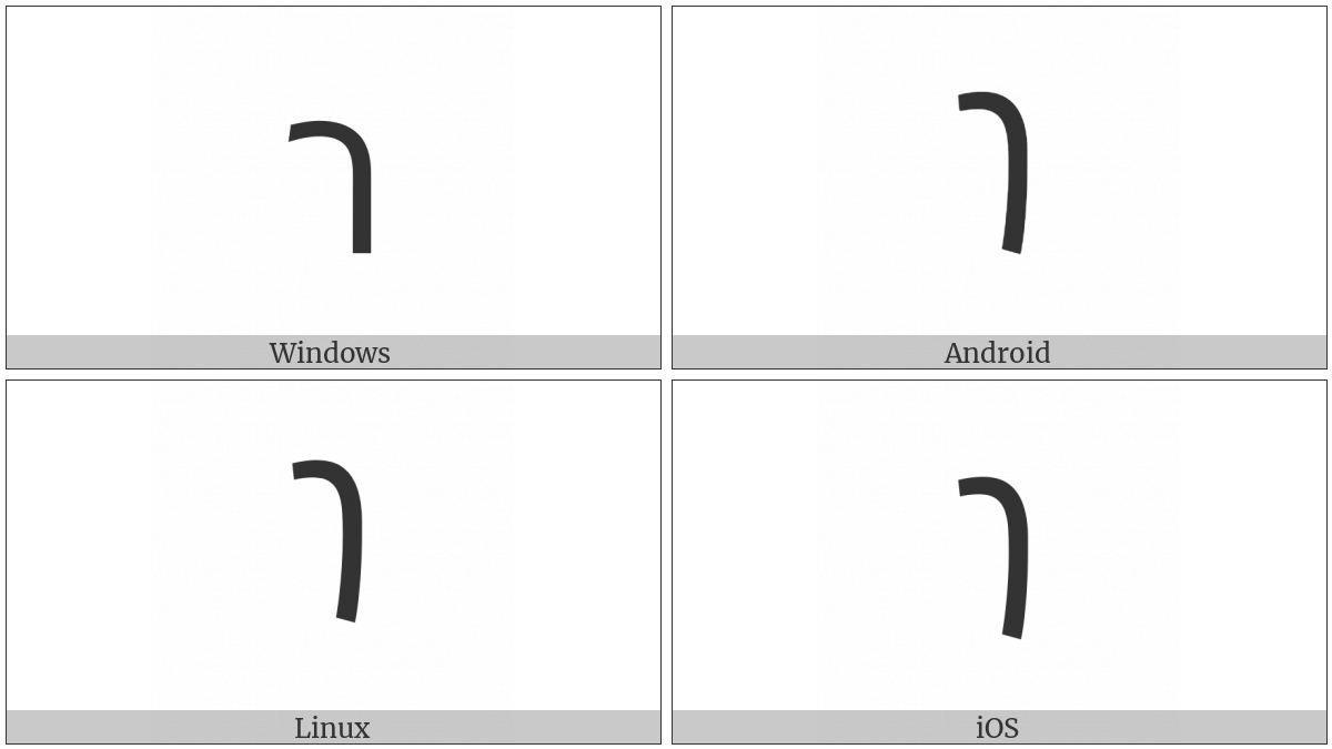 Imperial Aramaic Letter Waw on various operating systems