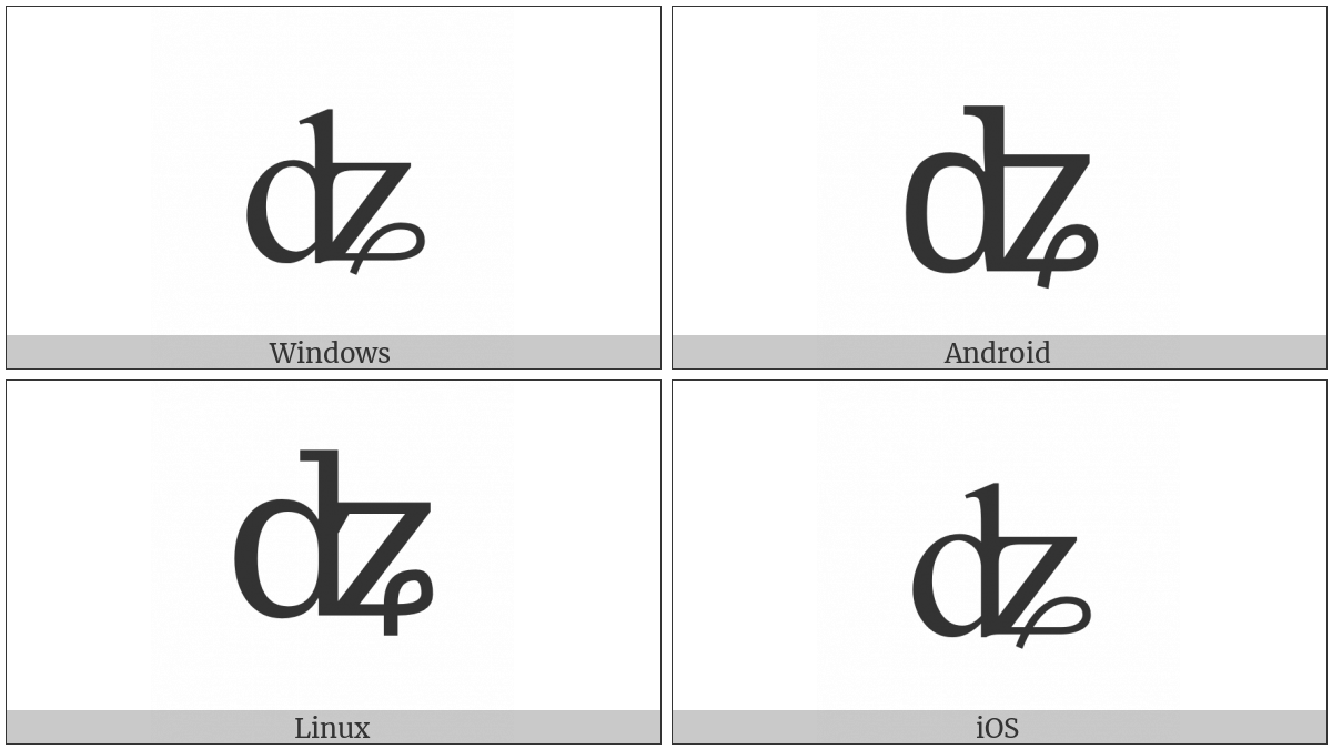 Latin Small Letter Dz Digraph With Curl on various operating systems