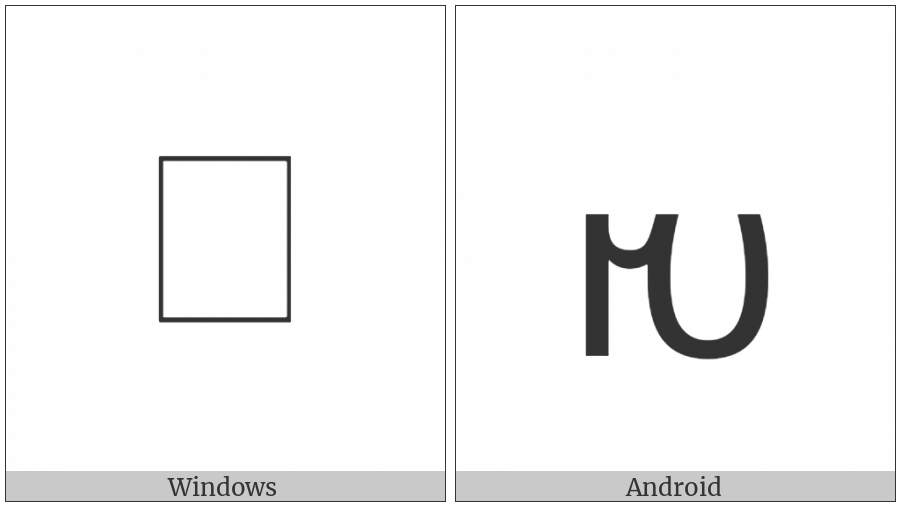 Avestan Letter E on various operating systems