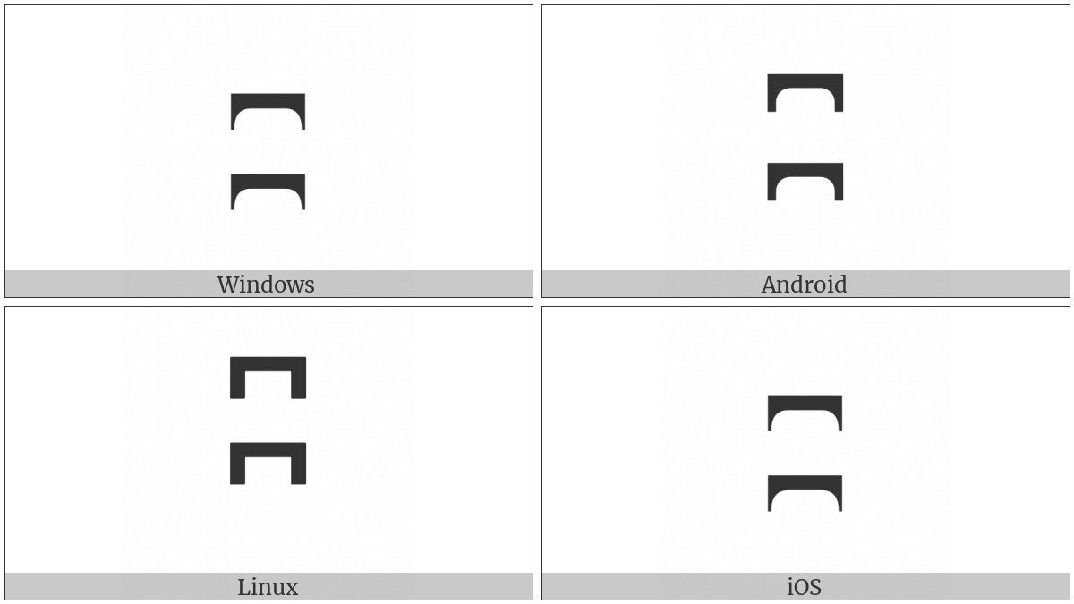 Latin Letter Bidental Percussive on various operating systems