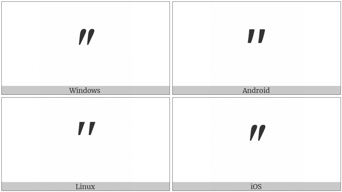 Modifier Letter Double Prime on various operating systems