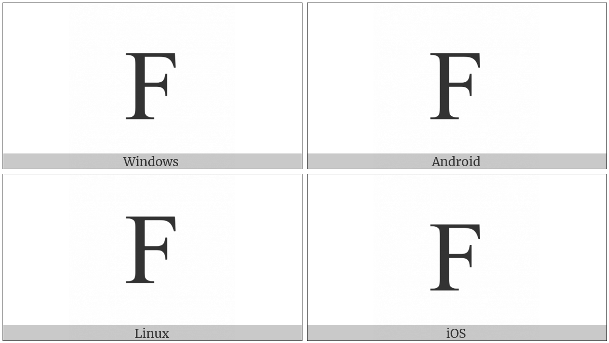 Latin Capital Letter F on various operating systems