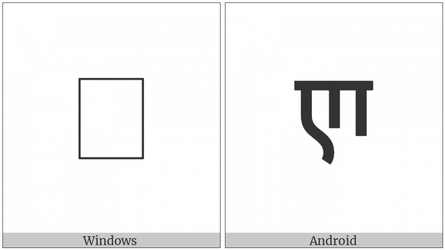 Sharada Letter Ja on various operating systems