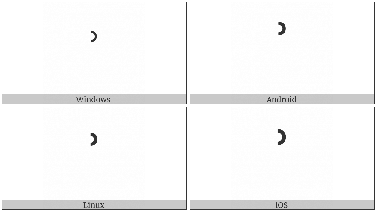 Modifier Letter Right Half Ring on various operating systems