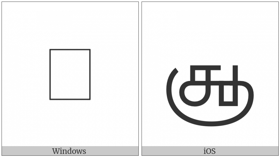 Grantha Letter Aa on various operating systems