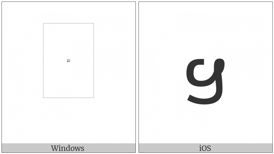 Warang Citi Small Letter Uc on various operating systems