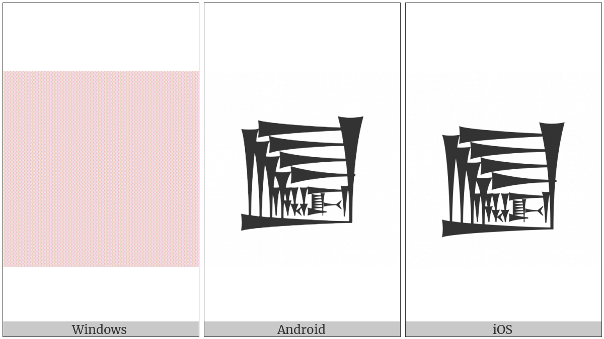 Cuneiform Sign E2 Times A Plus Ha Plus Da on various operating systems