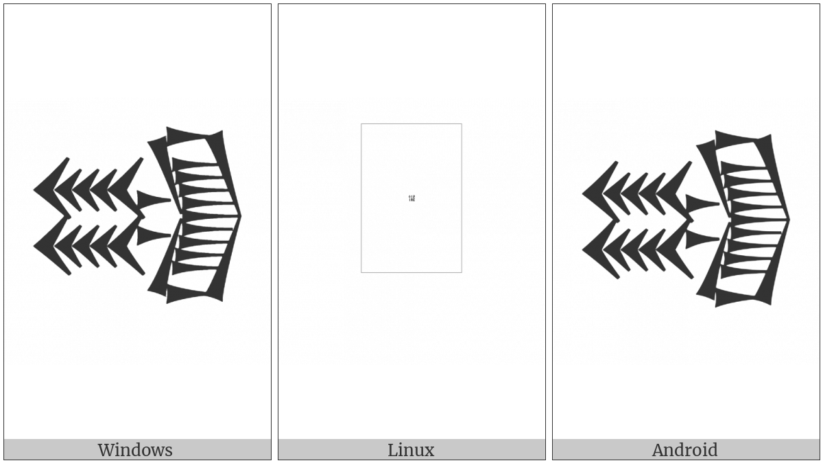 Cuneiform Sign Ku4 Variant Form on various operating systems