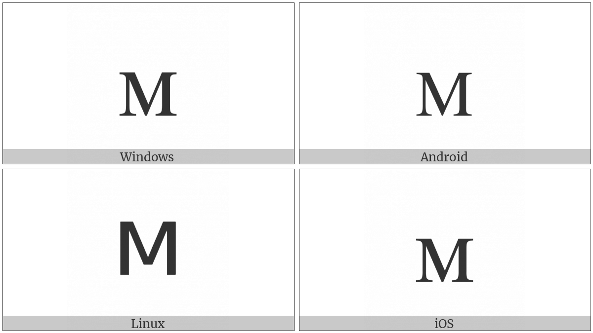 Latin Letter Small Capital M on various operating systems