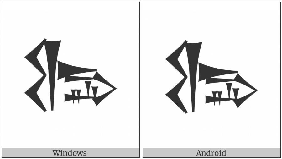 Cuneiform Sign Pi Times Bi on various operating systems